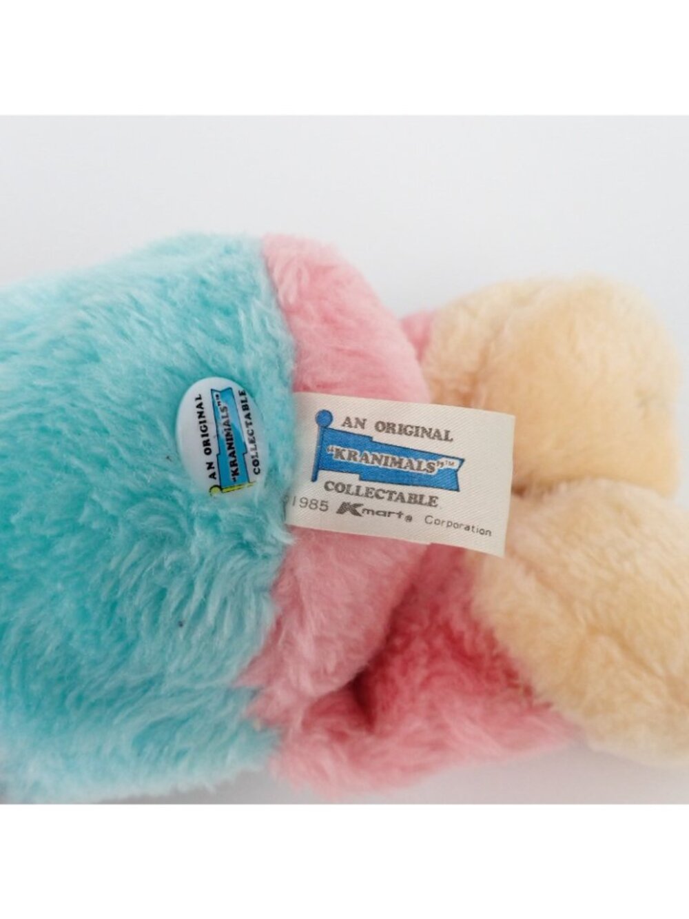 Vintage Kramimals Plush Stuffed Bear Kmart 1985 Pink Teal 14” Rare - Picture 4 of 6